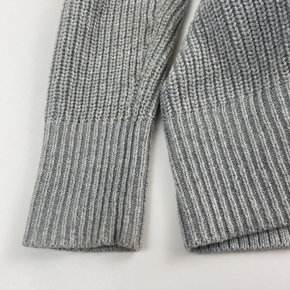 Banana Republic Cardigan Sz S Gray Open Front Oversized Silver Metallic Sparkles - Picture 7 of 11